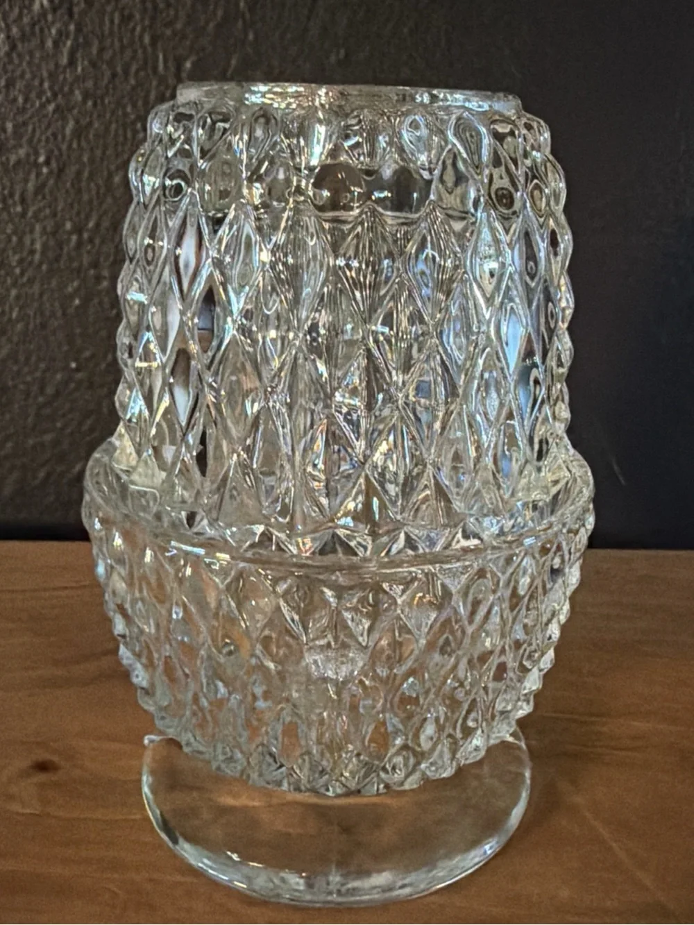 Indiana Glass Clear Diamond Point Fairy Lamp Light Hollywood MCM more available
